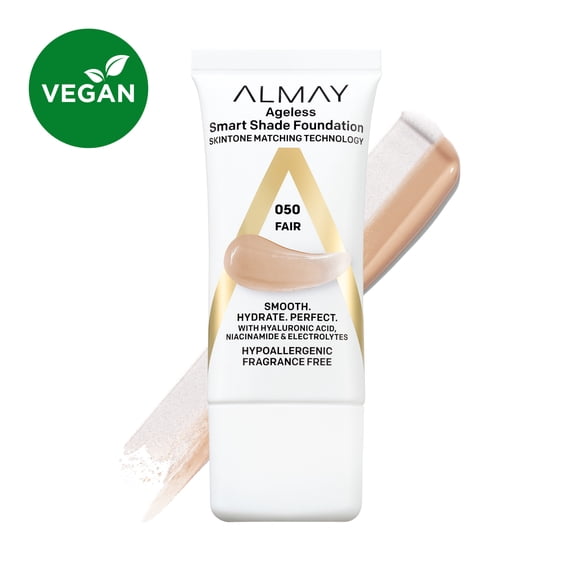 Almay Ageless Smart Shade Liquid Foundation Makeup, Hypoallergenic, 50 Fair, 1 fl oz