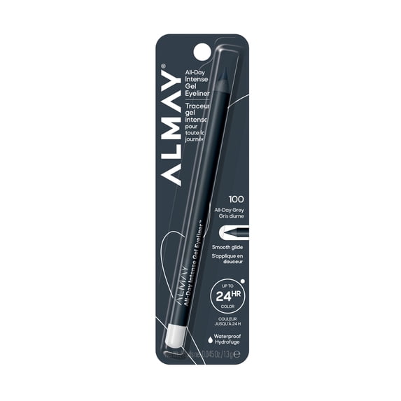 Almay All-Day Intense Gel Eyeliner Bold Longwear Eye Makeup, Hypoallergenic, 100 All-Day Grey, 0.045 oz