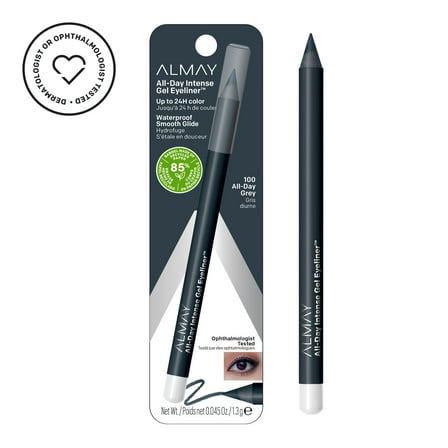 Almay All-Day Intense Gel Eyeliner Pencil, Waterproof, 100 All-day Grey, 0.045 oz