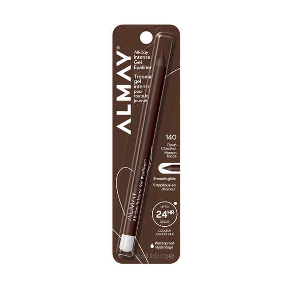 Almay All-Day Intense Gel Eyeliner Bold Longwear Eye Makeup, Hypoallergenic, 140 Deep Chestnut, 0.045 oz