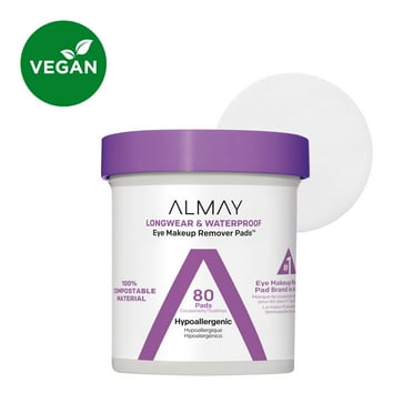 Almay Biodegradable Longwear and Waterproof Eye Makeup Remover Pads, 80 count
