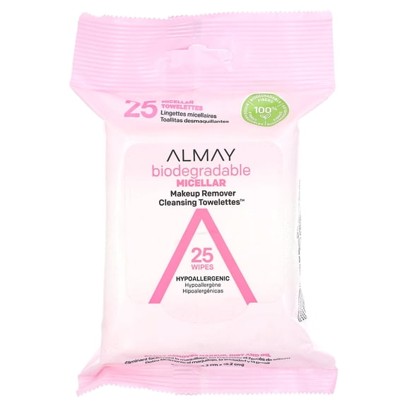 Almay Micellar Makeup Remover Cleansing Towelettes, Hypoallergenic, Fragrance-Free, 25 count