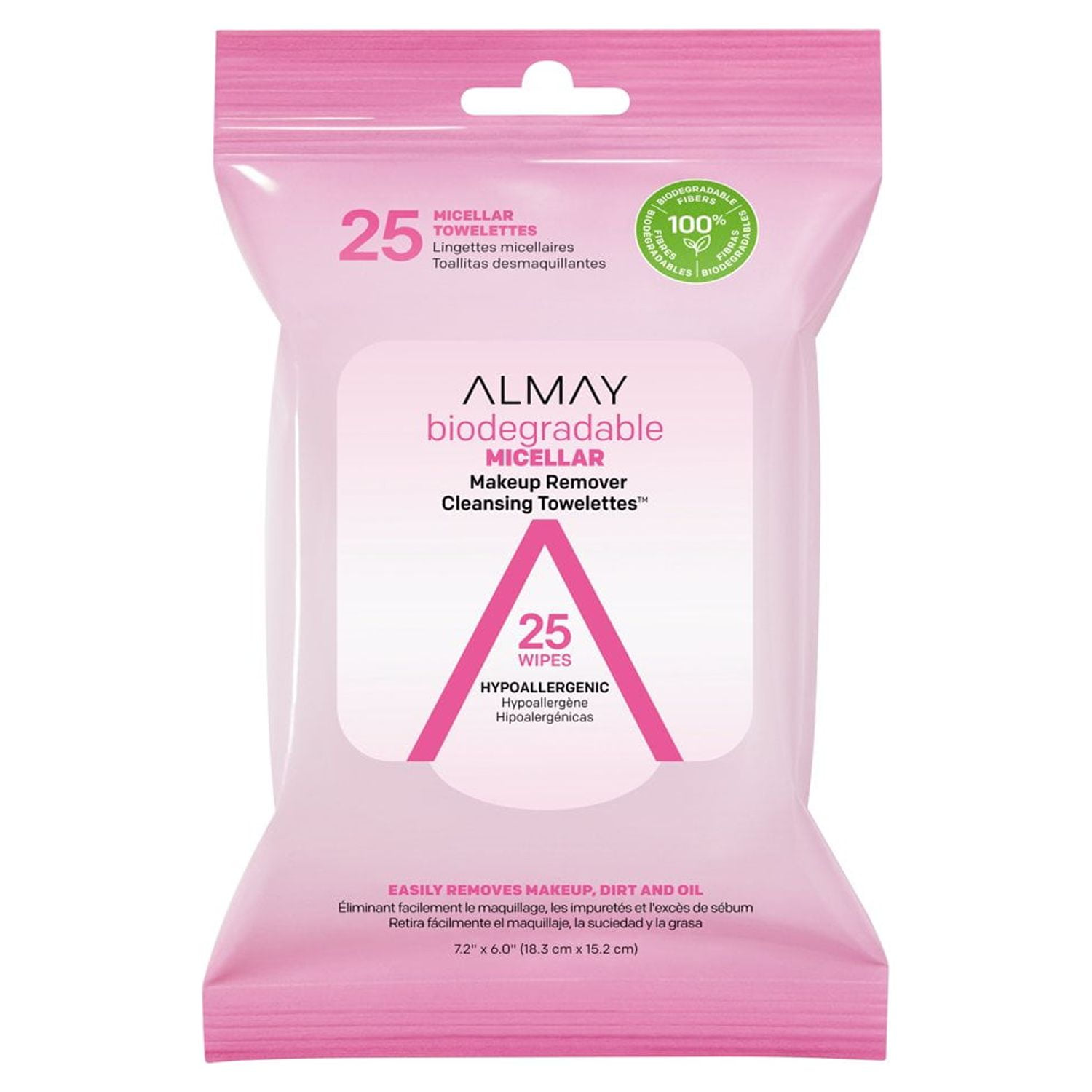 Almay Biodegradable Micellar Makeup Remover Cleansing Towelettes, 25