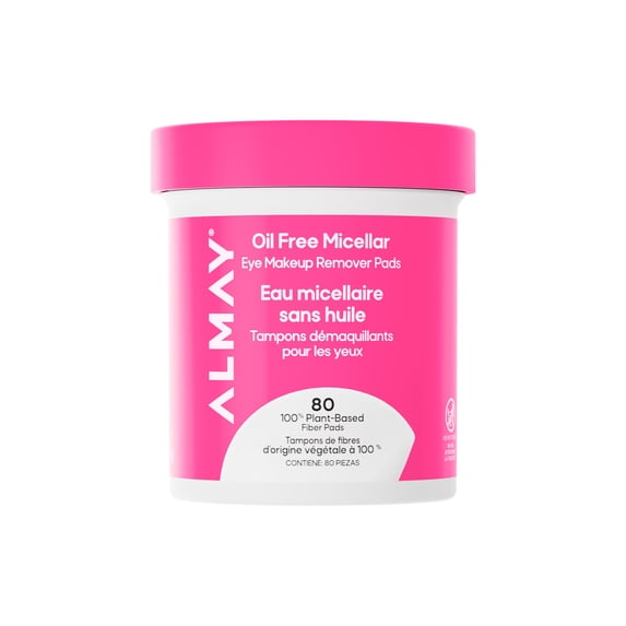 Almay Oil Free Micellar Eye Makeup Remover Pads, Gentle & Hypoallergenic, Fragrance-Free, Ophthalmologist Tested, Suitable for Sensitive Eyes, 80 count