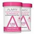 thumbnail image 1 of Almay Biodegradable Oil Free Micellar Eye Makeup Remover Pads, Hypoallergenic, Cruelty Free, Fragrance Free Cleansing Wipes, 2 Pack, 1 of 5