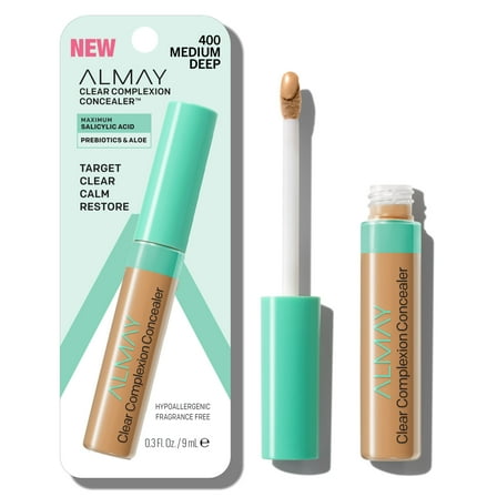 Almay Clear Complexion Concealer Makeup, Hypoallergenic, 400 Medium/Deep, 0.3 fl oz
