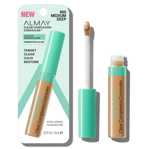 Almay Clear Complexion Concealer Makeup, Hypoallergenic, 400 Medium/Deep, 0.3 fl oz