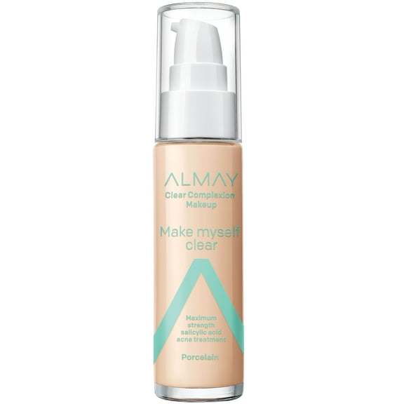 Almay Clear Complexion Makeup, Hypoallergenic, Cruelty, Fragrance Free, Dermatologist Tested Foundation, 1.0 oz - Porcelain