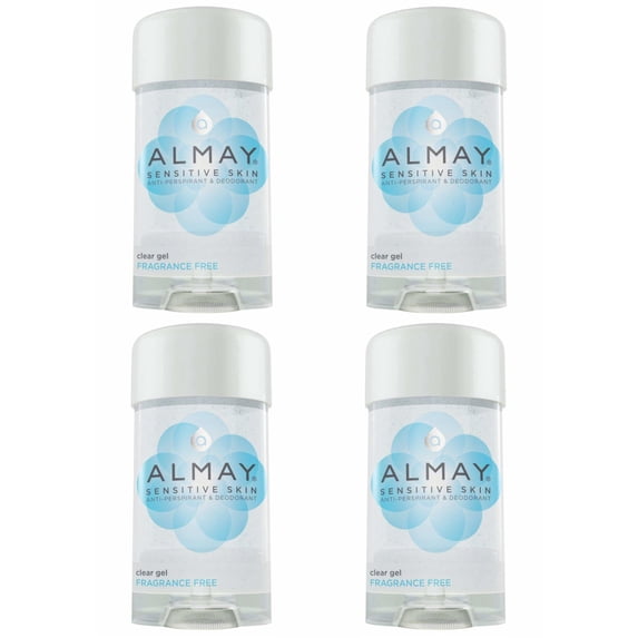 Almay Clear Gel Antiperspirant Deodorant for Women, Hypoallergenic, Dermatologist Tested for Sensitive Skin, Fragrance Free, 2.25 oz (Pack of 4)