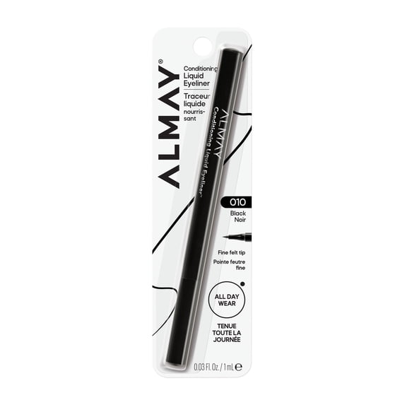 Almay Conditioning Liquid Liner, Precision Felt Tip Eyeliner, Waterproof, Cruelty-Free Makeup, 10 Black