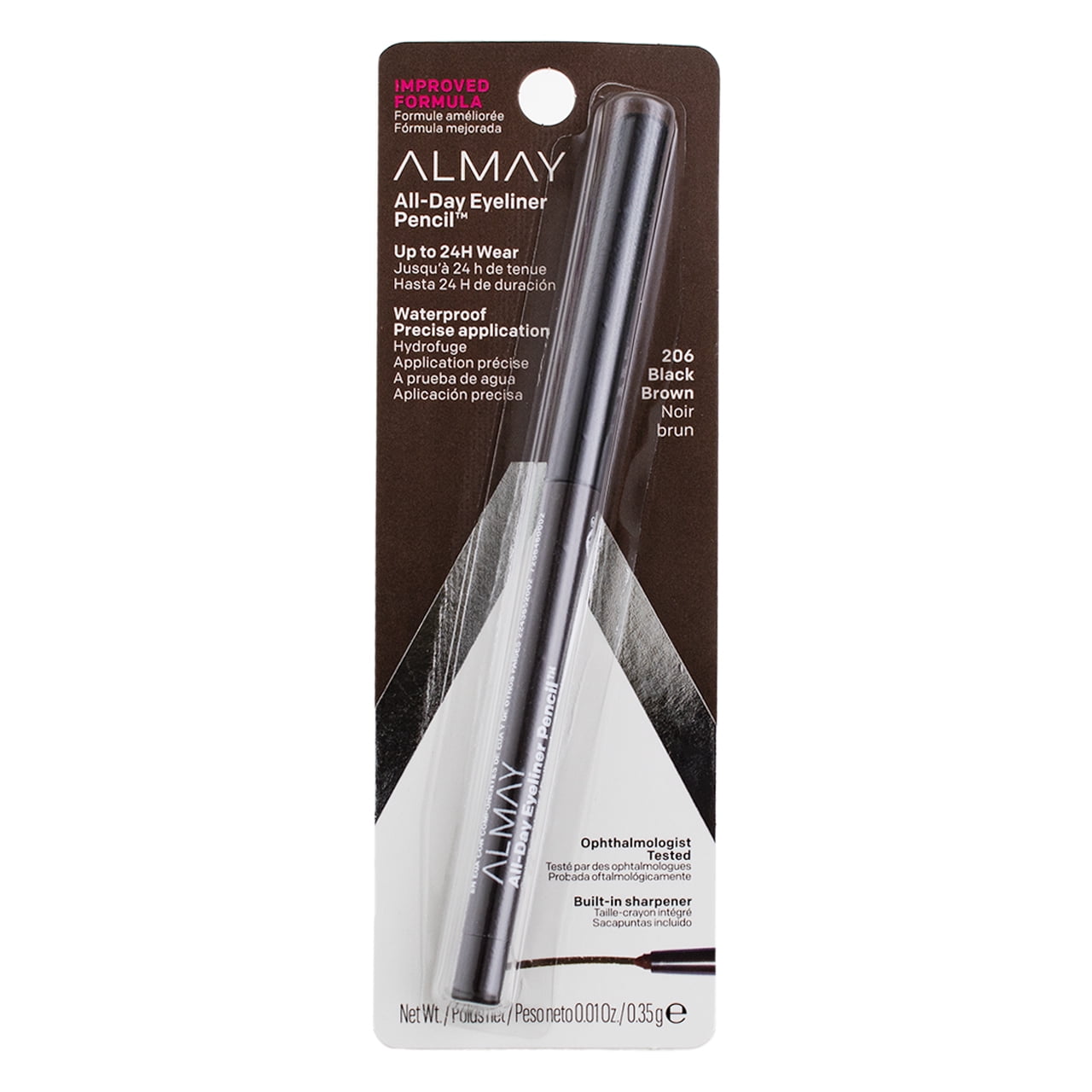 Almay Eyeliner Pencil, Black Brown [206], 0.01 oz (Pack of 4)