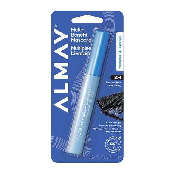 Almay Multi-Benefit Mascara, Volumizing Lengthening, Hypoallergenic, 504 Black Waterproof