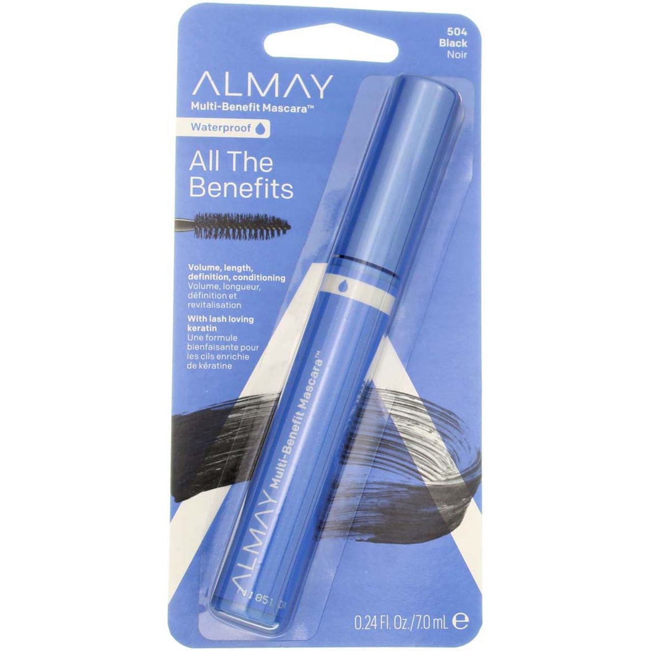 Almay One Coat Multi-Benefit Waterproof Mascara, Black 0.24 oz (Pack of 4)