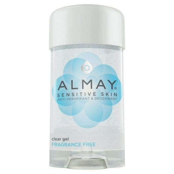 Almay Sensitive Skin Clear Gel Antiperspirant Deodorant, Fragrance Free, 2.25 oz, Pack of 6