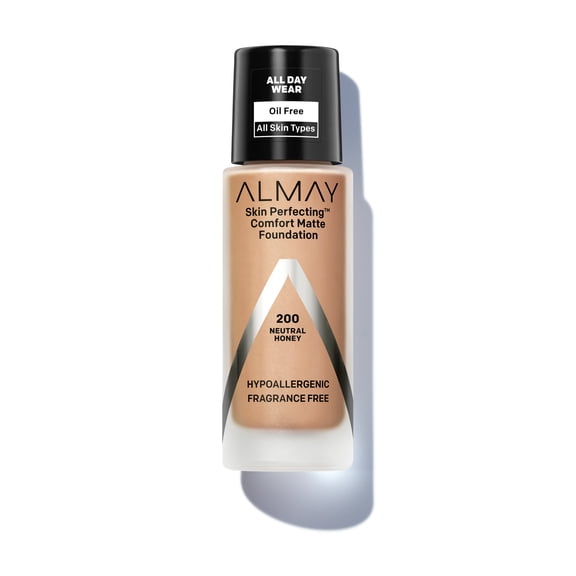 Almay Skin Perfecting Comfort Matte Liquid Foundation, 200 Neutral Honey, 1 fl oz