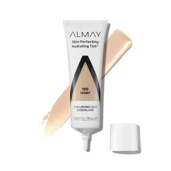 Almay Skin Perfecting Hydrating Tint, Lightweight Liquid Foundation, 100 Ivory, 0.94 fl oz