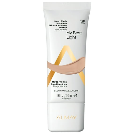 Almay Smart Shade Anti-Aging Skin Tone Matching Makeup, 100 My Best Light, 0.094