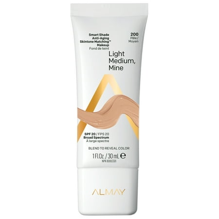 Almay Smart Shade Anti-Aging Skin Tone Matching Makeup, 200 Light, Medium Mine