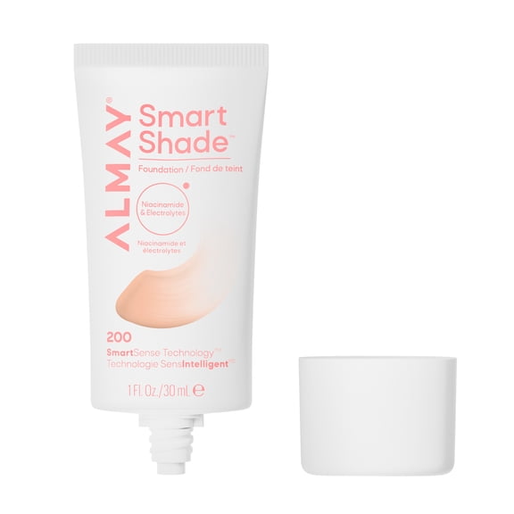 Almay Smart Shade Foundation Face Makeup, Oil-Free, Non-Comedogenic, Vegan, 200 Light Medium, 1 fl oz