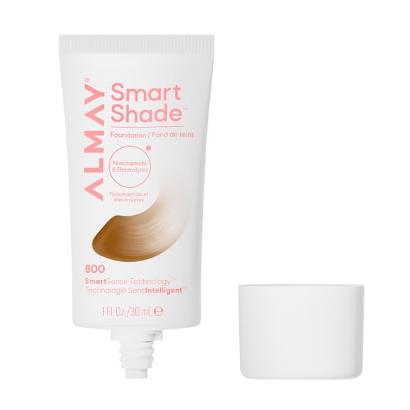Almay Smart Shade Foundation Face Makeup, Oil-Free, Non-Comedogenic, Vegan, 800 Deep, 1 fl oz
