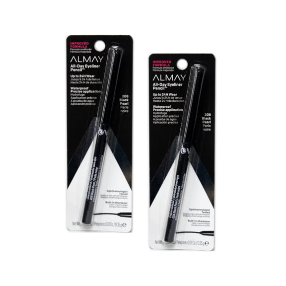 Almay Top of the Line Eyeliner Pencil, Black Pearl [208], 0.01 oz (Pack of 2)