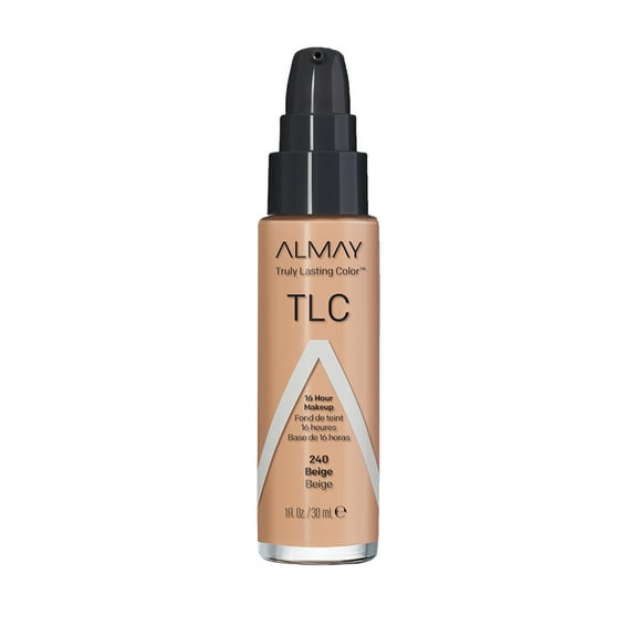 Almay Truly Lasting Color Liquid Foundation Makeup, Longwear Coverage, 240 Beige, 1 fl oz