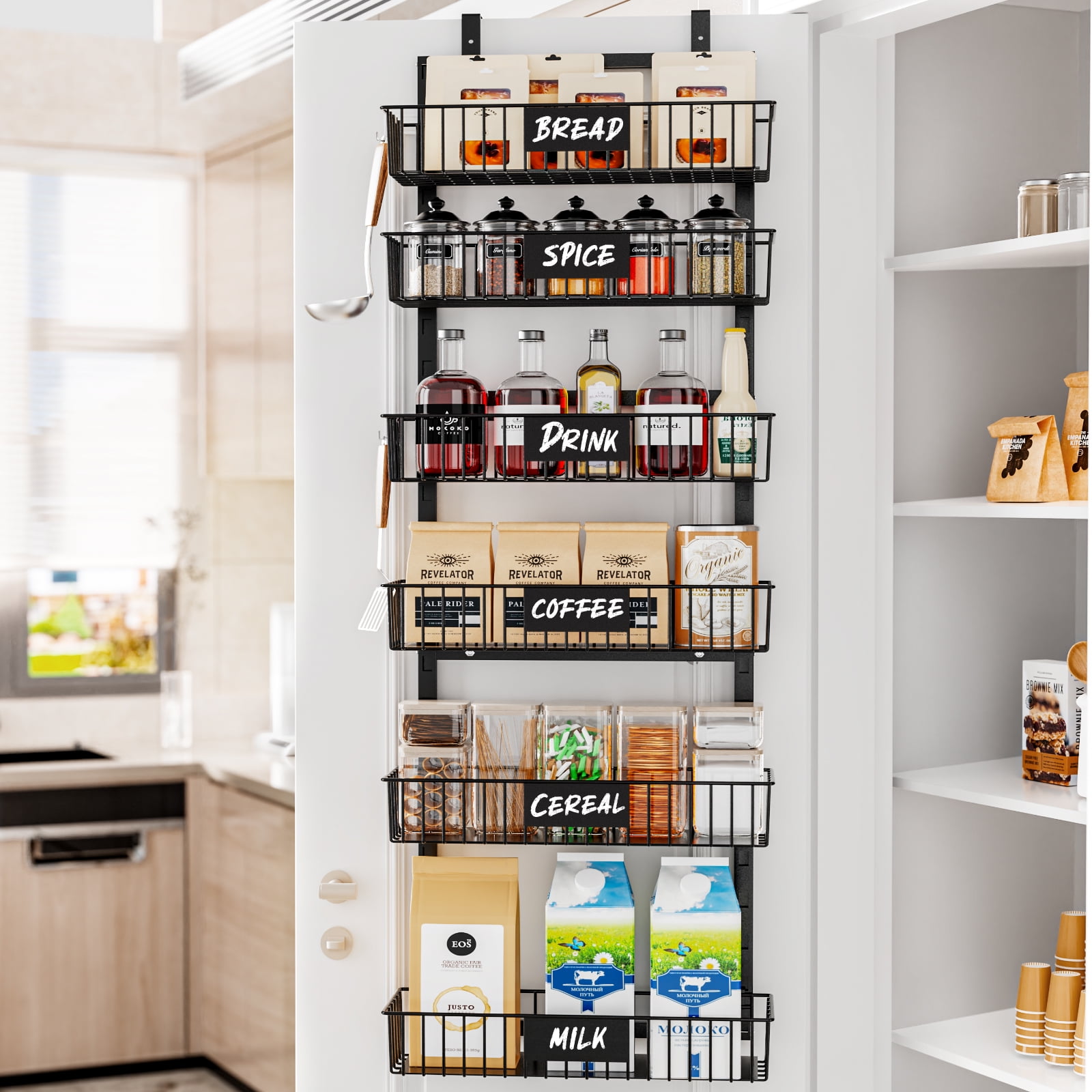Almaybe Over The Door Pantry Organizer 6Tier Adjustable Pantry Door