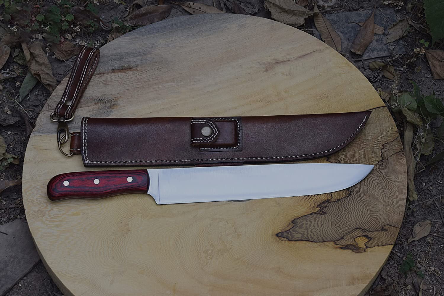 Almazan® Custom Hand Forged Stainless Steel 17" Kitchen Knife with Color Wood Handle, Multiuse Knife