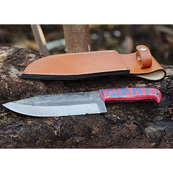 Almazan® Custom Handmade Carbon Steel Chef Knife, Outdoor Knife, Chef knife For Camping With Micarta Twist Pattern