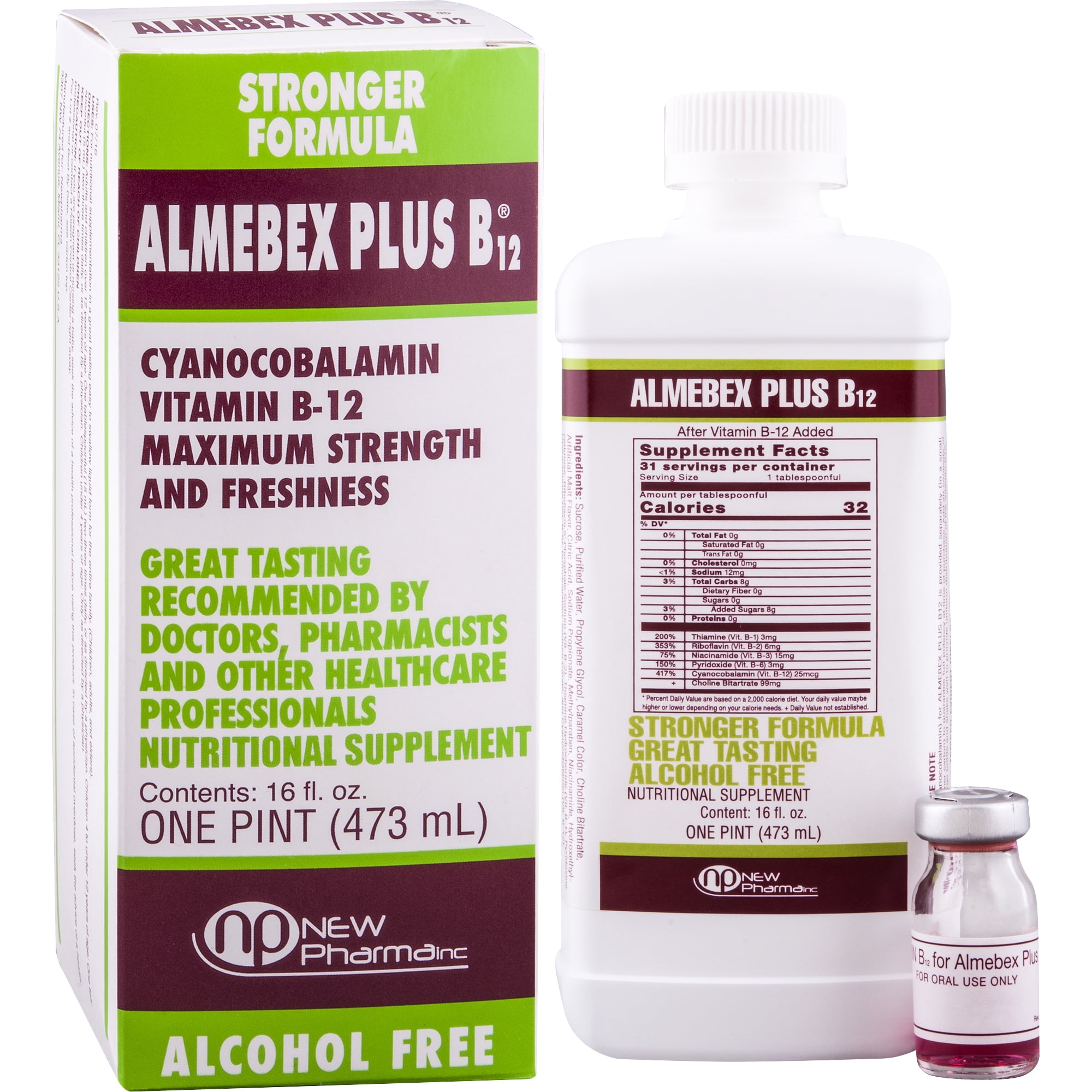 Almebex Plus B12 Liquid Metabolism and Energy Supplement, 16 fl oz