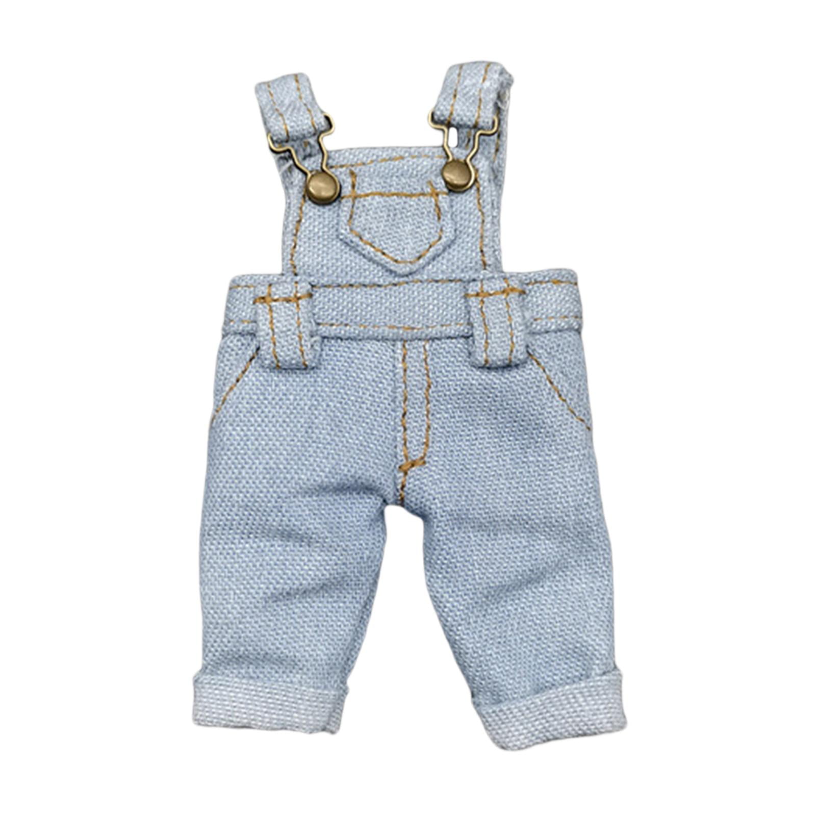 BJD Doll Clothes - Light Blue Denim Strap Trousers For Ob11, Body9, GSC, 1/12 Scale Dolls, Fashion Accessories - View #2
