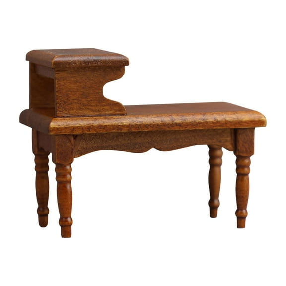 Almencla 1/12 Scale Dollhouse Double-layer Tea Table, Dollhouse Table, Photography Props, Dollhouse Furniture for Living Room Scene Accessories brown