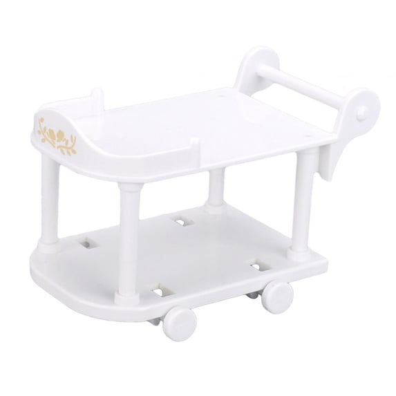 Almencla 1 :12 Scale Dollhouse Kitchen Serving Cart Dollhouse Decoration Lightweight Pretend Play Mini Bar Buffet Cart for Furnishings White