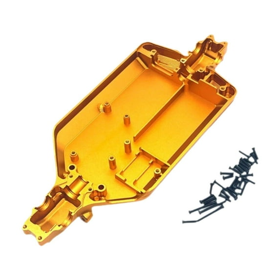 Almencla 1/16 RC Car Chassis CNC Metal Chassis Body Frame Board DIY Accs Spare Parts Replacement for 16101 16102 16106 16201 Car Model Gold