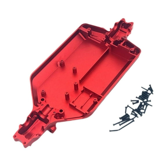 Almencla 1/16 RC Car Chassis CNC Metal Chassis Body Frame Board DIY Accs Spare Parts Replacement for 16101 16102 16106 16201 Car Model Red