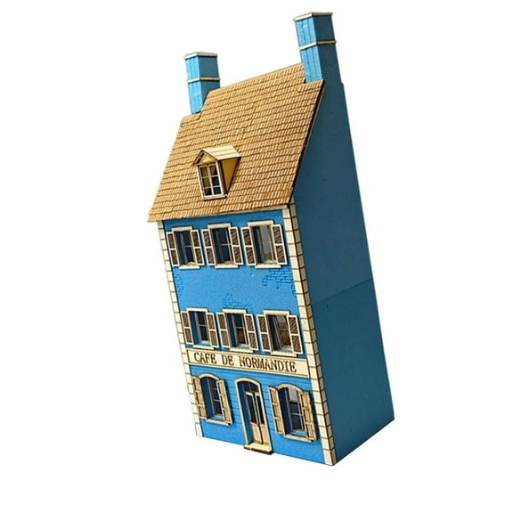 Almencla 1/35 HO Scale Cafe Building Assembled Model Innteractive Architecture Scene for Architecture Model Micro Landscape Sand Table 19.5cmx11.5cmx44.6cm