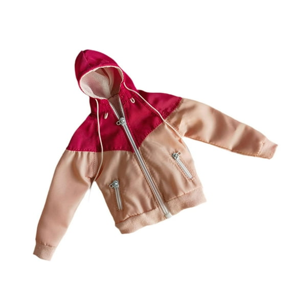 Almencla 1/6 Scale Female Figure Clothes Costume Hooded Jacket,Handmade,Mini Action Figures Clothes for 12'' Action Figures Accessory red orange pink