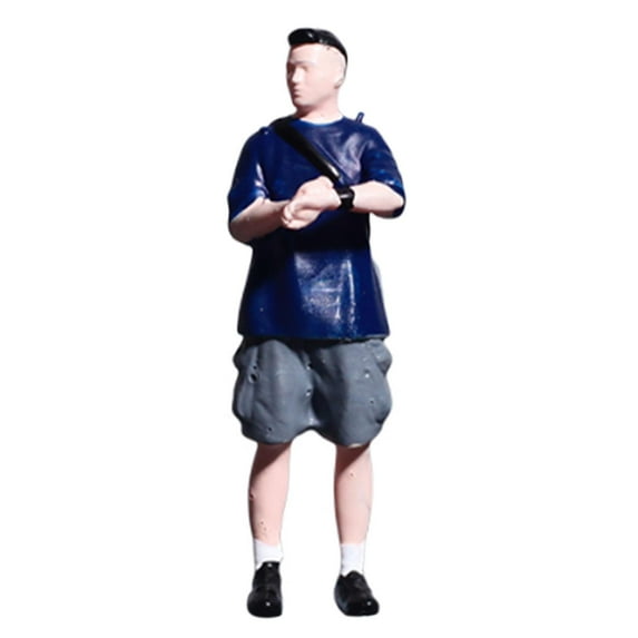 Almencla 1/64 Miniature Figure Diorama Ornament Decoration Collectibles Tiny Photography Prop Painted Small Mini People Figurine Model Man Blue