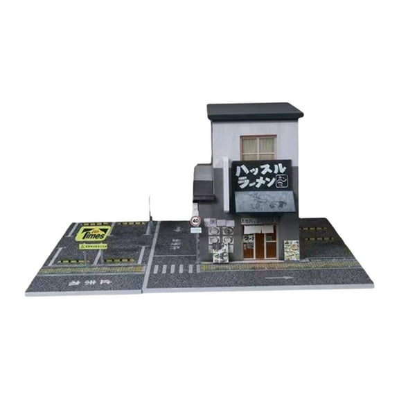 Almencla 1/64 Ramen Shop Diorama Model, Townscape Movie Props with Light Collection, Micro Landscape S Scale DIY Projects Layout Decor