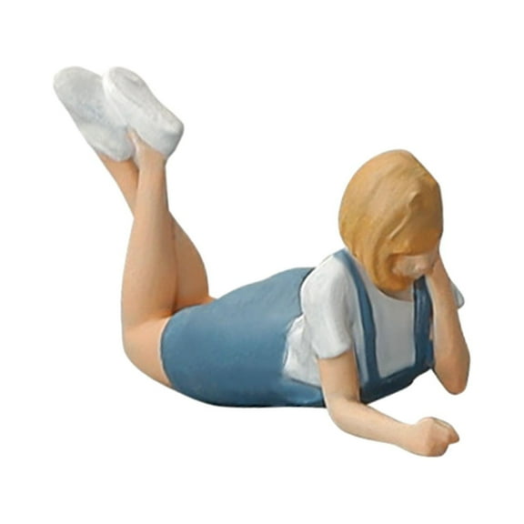 Almencla 1/64 Scale Figure Resin Realistic Diorama Character Tiny People for Miniature Scene Model Train Layout Architectural Building lie prone women