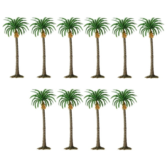 Almencla 10 Pieces Model Train Scenery Trees Accessories Architecture Dioramas Fake Trees Simulation Coconut Palm for DIY Crafts Scene H 15cm
