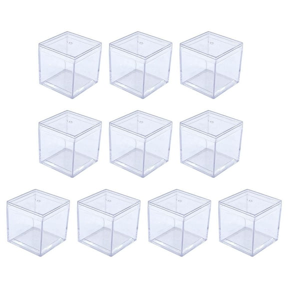 Almencla 10 Pieces Small Acrylic Display Case Durable Candy Box Multifunctional Retail Container for Crafts Collectibles Protection 3.3x3.3x3.3cm