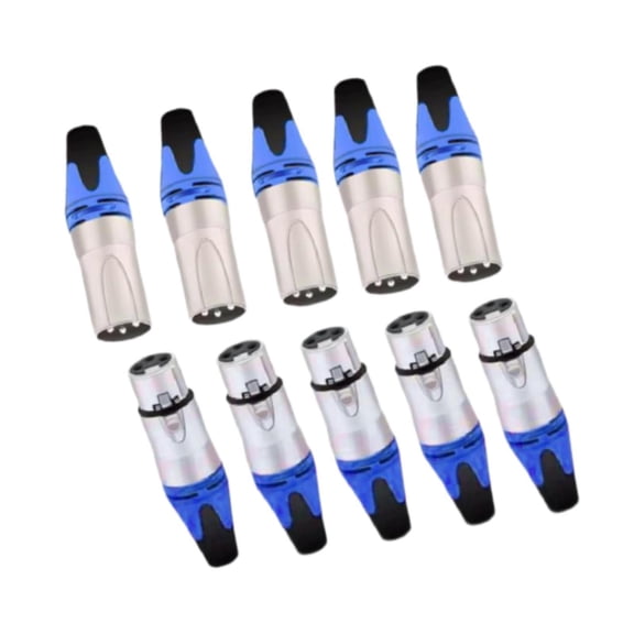 Almencla 10 Pieces XLR Cable Connector Audio Socket Male and Female Effective Alloy Compact Mic Cable Plug for Singing DJ Party