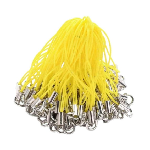Almencla 100 Pieces Phone Lanyards Phone Dangle Straps Wrist Lanyards DIY Phone Ropes Lariat Charm Lanyards for Flash Decors Keychains Yellow