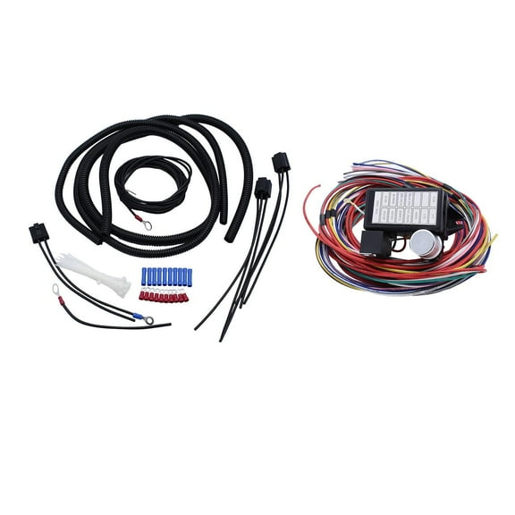 Almencla 12 Circuit Fuses Wiring Harness Set Copper Core Wires Professional Universal