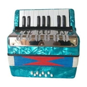 Almencla 17 Keys 8 Bass Piano Accordion Accordian for Kids Musical Instrument Button Hand Piano Accordion for Boys Girls Kids Beginner Light Blue