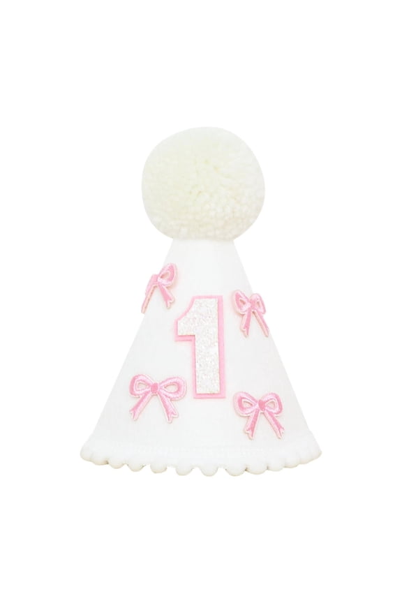 1ST Birthday Hat Cone Hat Outfits Conical Cap Boho Pom Topper,Birthday Decorations,First Birthday Hat for Princess Boys Girls