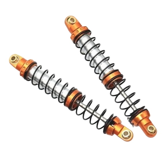 Almencla 2 Pieces 1/10 Scale Double Section Spring Shock Absorbers Accessories Adjustable Shocks Upgrade Parts for Model Crawler Gold