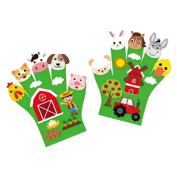 Almencla 2 Pieces Felt Story Finger Puppets Early Learning Making Storytime DIY Storytelling Hand Puppet for Home Storytelling Parties Farm theme
