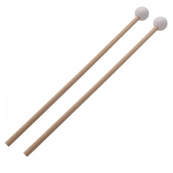 Almencla 2 Pieces Marimba Mallets Wood Mallets Multipurpose Beginners Xylophone Mallet Marimba Hammer for Bells Glockenspiel Woodblock white